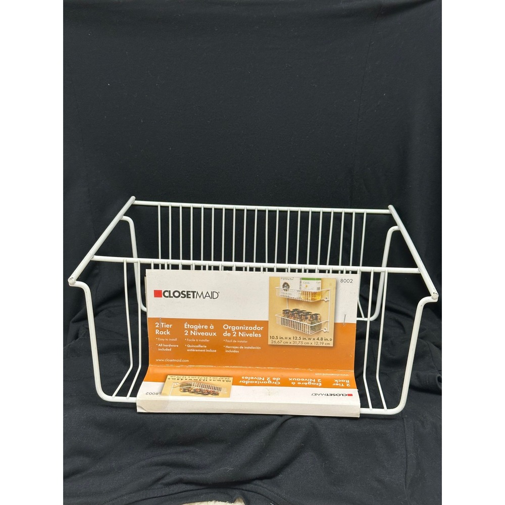 ClosetMaid 2 Tier Rack White Wire Wall Mount Spice Organizer 8002